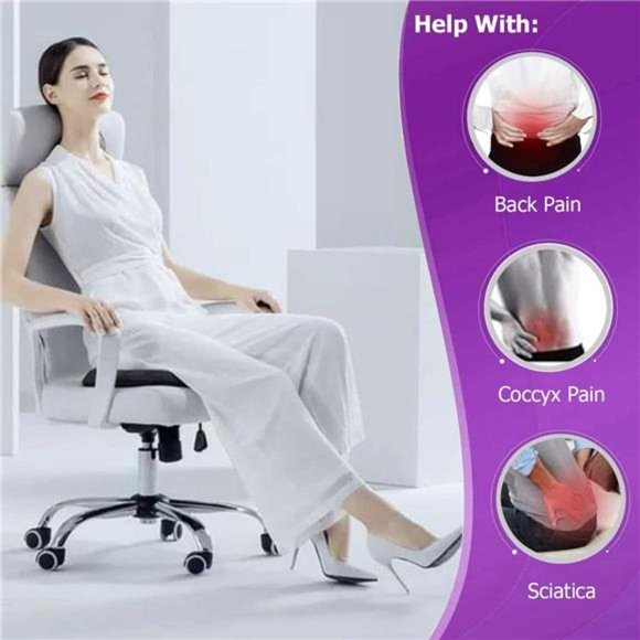 Gel Seat Cushion, Double Thick Gel Cushion for Long Sitting with Non-Slip Cover - Picture 4 of 7